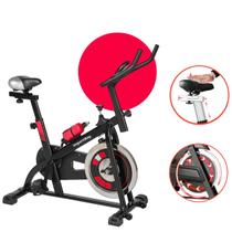 Bicicleta Ergométrica Spinning Vermelha Profissional 120Kg Mecânica 8Kg Inércia Caseira LANÇAMENTO com garrafa incluída