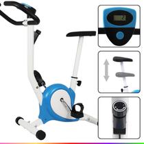 Bicicleta Ergométrica Vertical Fit 3.0 Pro Mile Fitness Azul Exercício em Casa Monitor de Desempenho Silenciosa Confortável Suporta até 120 kg