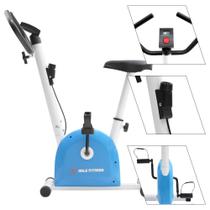 Bicicleta Ergométrica Vertical Fit 3.0 Pro Mile Fitness Azul Exercício em Casa Monitor de Desempenho Silenciosa Confortável Suporta até 120 kg