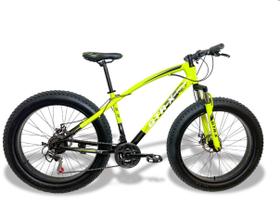 Bicicleta Fat Bike GTR-X Aro 26 Pneus 4.0 Freios a Disco Câmbios Shimano - Amarela