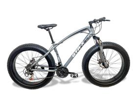 Bicicleta Fat Bike GTR-X Aro 26 Pneus 4.0 Freios a Disco Câmbios Shimano - Cinza