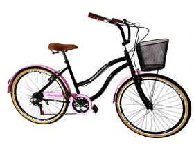 Bicicleta feminina adulto aro 26 com aros reforçados Preto - Maria Clara Bikes