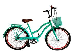 Bicicleta feminina adulto aro 26 com cestinha sem marchas vd