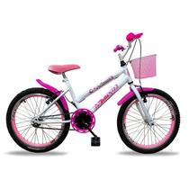 Bicicleta Feminina aro 20 Infantil com Cestinha Bike Princesa