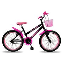 Bicicleta Feminina aro 20 Infantil com Cestinha Bike Princesa