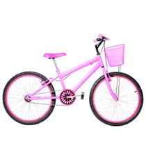 Bicicleta Feminina Aro 24 Alumínio Colorido Freios V-Brake Sem Marcha + Cesta e Descanso Lateral - FlexBikes