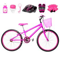 Bicicleta Feminina Aro 24 Alumínio Colorido + Kit Proteção