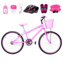 Bicicleta Feminina Aro 24 Alumínio Colorido + Kit Proteção