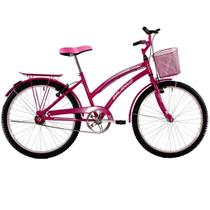 Bicicleta Feminina Aro 24 com cestinha Susi Rosa Pink Bicicleta Feminina Aro 24 com cestinha Susi Rosa Pink