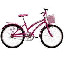 Bicicleta Feminina Aro 24 com cestinha Susi Rosa Pink - Dalannio Bike