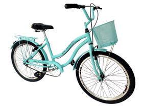 Bicicleta feminina aro 24 retrô cestinha sem marchas tiffany - Maria Clara Bikes