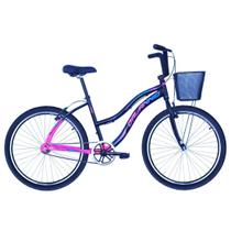 Bicicleta Feminina Aro 26 Beach em Alumínio Preto com Rosa Bicicleta Feminina Aro 26 Beach em Alumínio Preto com Rosa