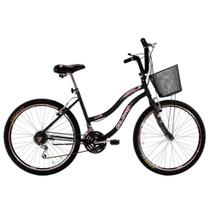Bicicleta Feminina Aro 26 com 18 marchas Beach Preta - Dalannio Bike
