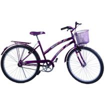 Bicicleta Feminina Aro 26 com cestinha Susi Violeta - Dalannio Bike
