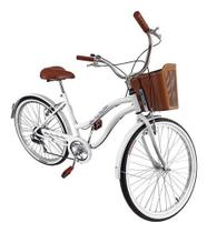 Bicicleta Feminina Aro 26 Retrô 6v Com Cestinha Branco - Maria Clara Bikes