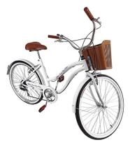Bicicleta Feminina Aro 26 Retrô 6v Com Cestinha Branco Bicicleta Feminina Aro 26 Retrô 6v Com Cestinha Branco