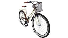 Bicicleta Feminina Aro 26 Retrô Caiçara Beach Brisa Vintage Ceci Passeio Bege/Marrom