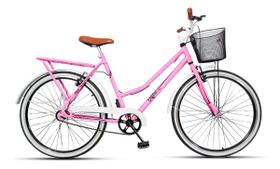 Bicicleta Feminina Aro 26 Retrô Caiçara Beach Brisa Vintage Ceci Passeio Rosa/Branco Bicicleta Feminina Aro 26 Retrô Caiçara Beach Brisa Vintage Ceci Passeio Rosa/Branco