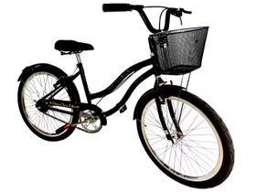 Bicicleta feminina aro 26 retrô sem marchas c/ cesta preto