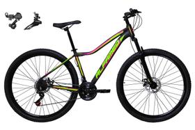 Bicicleta Feminina aro 29 Alfameq Pandora Alumínio 21 Marchas Câmbios Shimano Freio a Disco - Preto/Amarelo Limão/Pink Bicicleta Feminina aro 29 Alfameq Pandora Alumínio 21 Marchas Câmbios Shimano Freio a Disco - Preto/Amarelo Limão/Pink