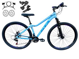 Bicicleta Feminina Aro 29 Gta Start 21v Alumínio Câmbios Shimano Freio a Disco Hidráulico Garfo Com Suspensão Azul/Roxo Bicicleta Feminina Aro 29 Gta Start 21v Alumínio Câmbios Shimano Freio a Disco Hidráulico Garfo Com Suspensão Azul/Roxo