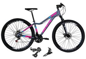 Bicicleta Feminina Aro 29 Gta Start Alumínio 21v Câmbios Shimano Freio a Disco - Cinza/Rosa
