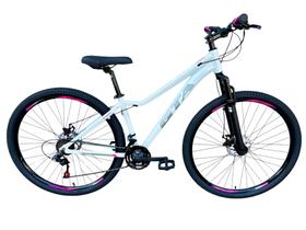 Bicicleta Feminina Aro 29 Gta Start Alumínio 21v Freio a Disco Garfo Suspensão - Branco/Cinza/Rosa