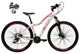 Bicicleta Feminina Aro 29 Ksw Mwza 24v Câmbio Shimano Acera K7 Garfo Trava Freio a Disco - Branco/Rosa Bicicleta Feminina Aro 29 Ksw Mwza 24v Câmbio Shimano Acera K7 Garfo Trava Freio a Disco - Branco/Rosa
