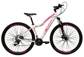 Bicicleta Feminina aro 29 Ksw Mwza 24v Câmbios Shimano Freios Hidráulicos Garfo com Suspensão - Branco/Rosa