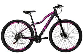 Bicicleta Feminina Aro 29 Ksw Mwza 24v Freio a Disco Garfo Com Suspensão Mtb 29 Alumínio - Preto/Rosa