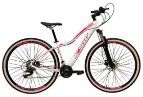 Bicicleta Feminina Aro 29 Ksw Mwza 24v K7 Câmbios Shimano Freio Hidráulico Garfo com Trava Pneu com Faixa Bege - Branco/Rosa
