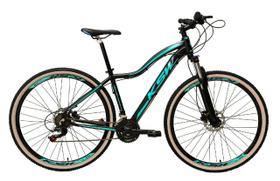 Bicicleta Feminina Aro 29 Ksw Mwza 24v K7 Câmbios Shimano Freio Hidráulico Garfo com Trava Pneu com Faixa Bege - Preto/Azul