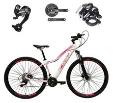 Bicicleta Feminina aro 29 Ksw Mwza 27v Câmbios Shimano Altus Freios Hidráulicos - Branco/Rosa