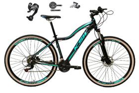 Bicicleta Feminina Aro 29 Ksw Mwza 27v Câmbios Shimano Altus Freios Hidráulicos Garfo Com Trava Pneu Bege - Preto/Azul