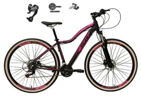 Bicicleta Feminina Aro 29 Ksw Mwza 27v Câmbios Shimano Altus Freios Hidráulicos Garfo Com Trava Pneu Bege - Preto/Rosa