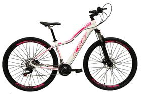 Bicicleta Feminina Aro 29 Ksw Mwza 27v Freio Hidráulico K7 Garfo com Trava - Branco/Rosa