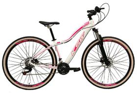 Bicicleta Feminina Aro 29 Ksw Mwza 27v Freio Hidráulico K7 Garfo com Trava Pneu com Faixa Bege - Branco/Rosa