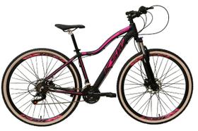 Bicicleta Feminina Aro 29 Ksw Mwza 27v Freio Hidráulico K7 Garfo com Trava Pneu com Faixa Bege - Preto/Rosa
