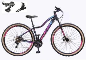 Bicicleta Feminina Aro 29 Ksw Mwza Alumínio 24v Câmbios Shimano Freio a Disco Garfo Suspensão - Preto/Pink/Azul