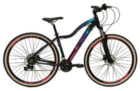 Bicicleta Feminina Aro 29 Ksw Mwza Alumínio 24v Câmbios Shimano Garfo com Trava no Ombro Pneu com Faixa Bege - Preto/Pink/Azul