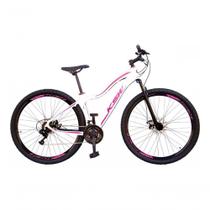 Bicicleta Feminina Aro 29 Ksw Mwza Alumínio 27v Freio A Disco Mecânico - Branco-pink-violeta Tam.15