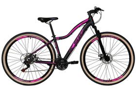 Bicicleta Feminina Aro 29 Ksw Mwza Alumínio 27v Freio a Disco Mecânico Garfo com Suspensão Pneu com Faixa Bege - Preto/Rosa