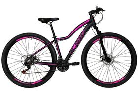 Bicicleta Feminina Aro 29 Ksw Mwza Alumínio 27v K7 Freio a Disco Mecânico Garfo com Suspensão - Preto/Rosa