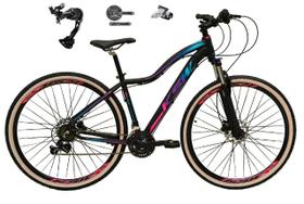 Bicicleta Feminina Aro 29 Ksw Mwza Alumínio Câmbio Shimano Alívio e Altus 27v Freio Hidráulico Garfo Com Trava Pneu com Faixa Bege - Preto/Pink/Azul