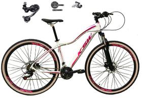 Bicicleta Feminina Aro 29 Ksw Mwza Alumínio Câmbio Traseiro Shimano Deore e Altus 27v Freio Hidráulico Garfo Com Trava - Branco/Violeta