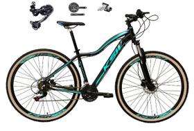 Bicicleta Feminina Aro 29 Ksw Mwza Alumínio Câmbio Traseiro Shimano Deore e Altus 27v Freio Hidráulico Garfo Com Trava - Preto/Azul