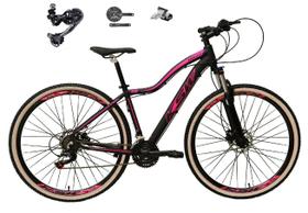 Bicicleta Feminina Aro 29 Ksw Mwza Alumínio Câmbio Traseiro Shimano Deore e Altus 27v Freio Hidráulico Garfo Com Trava - Preto/Rosa