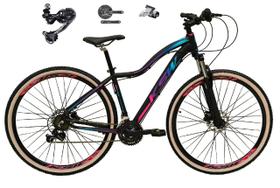 Bicicleta Feminina Aro 29 Ksw Mwza Câmbio Traseiro Shimano Deore e Altus 27v Freio Hidráulico Garfo Com Trava Pneu Faixa Bege - Preto/Pink/Azul