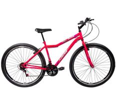 Bicicleta Feminina em Aço Carbono Rosa Luminoso Aro 29 18v Marchas Freio V-Brake Bless - Xnova