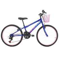 Bicicleta Feminina Infantil Aro 24 Wendy 18V Com Cestinha